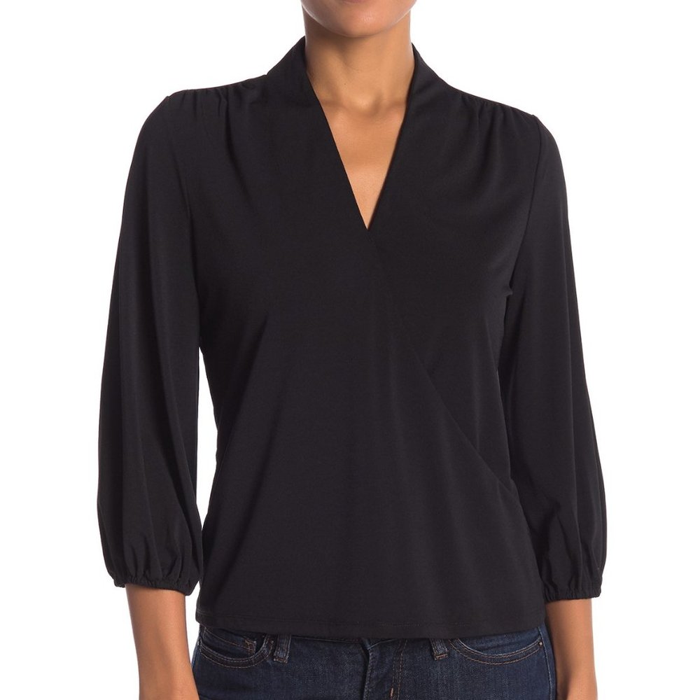 Adrianna Papell Solid 3/4 Sleeve Blouse Size M